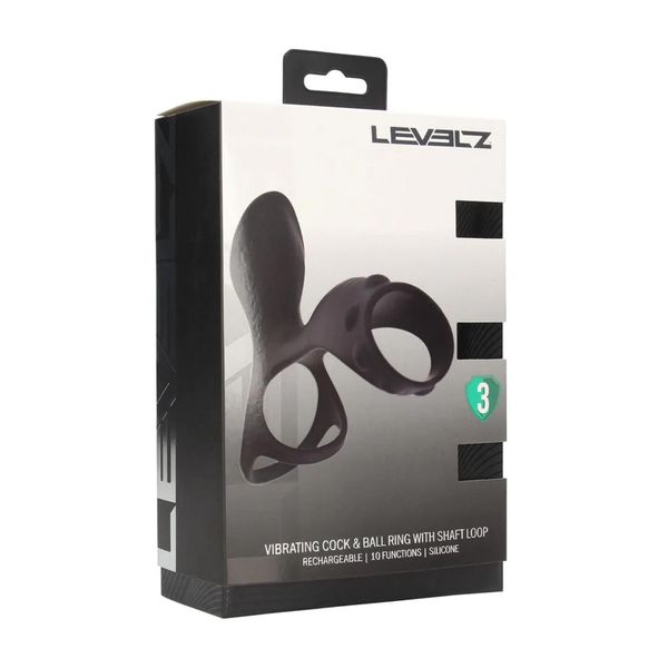 Vibrating Silicone Cock And Ball Ring With Shaft Loop - Black zdjęcie 2
