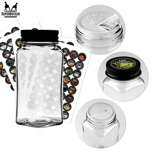 SZKLANE POJEMNIKI NA PRZYPRAWY 24x SŁOICZKI + 200 ETYKIET PRZYPRAWNIK na Arena.pl