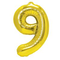 Balon foliowy cyfra 9 złoty 100 cm