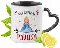 Kubek Czarny Z Uszkiem W Kształcie Serca Dla Pauliny Idealny Na Prezent