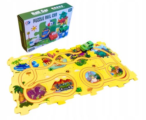 TOR SAMOCHODOWY KREATYWNE PUZZLE DINOZAUR PARK AUTKO 15 el. PUZZLE RAIL CAR na Arena.pl