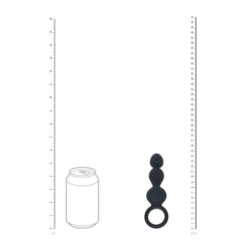 Beaded Silicone Anal Probe With Loop - Black na Arena.pl