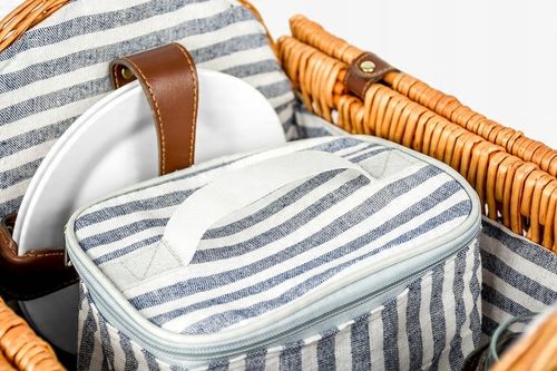 Pleciony kosz piknikowy wiklinowy dla 2 osób ogród termotorba talerze na Arena.pl