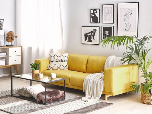 Sofa 3-osobowa żółta NIVALA na Arena.pl