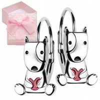 KOLCZYKI SREBRNE DLA DZIEWCZYNKI PIESEK PIES I SERCE ANGIELSKIE WISZĄCE 925