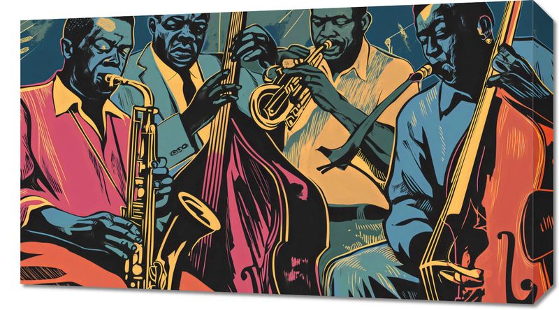 Obraz 70x40cm Jazzmani w Gazie zdjęcie 1