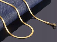Pozłacany naszyjnik gładki elegancki żmijka 50cm