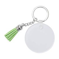 Akrylowy brelok do sublimacji - koło z zielonymi frędzlami