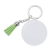 Akrylowy brelok do sublimacji - koło z zielonymi frędzlami