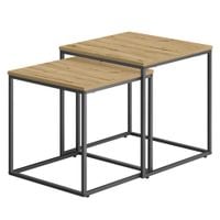 Stolik kawowy kwadrat 2 szt. dąb artisan czarne nogi zestaw loftowy