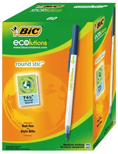 Długopis Round Stick Ecolutions niebieski (60szt) zdjęcie 1