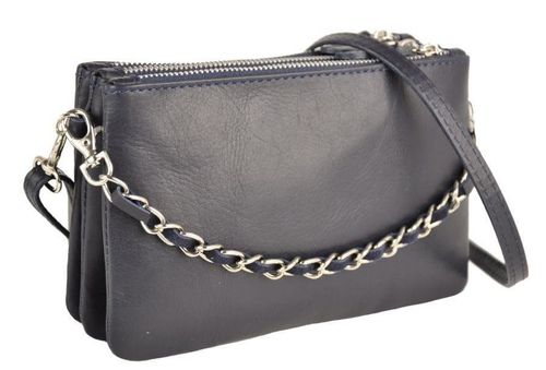 Modna włoska listonoszka skórzana - Barberini's - Granatowa na Arena.pl