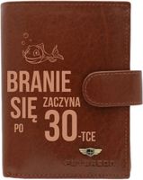 ZESTAW Portfel męski skórzany GRAWER personalizowany prezent na 30 urodziny