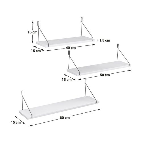 Półka ścienna 3 szt. BIAŁA na Arena.pl