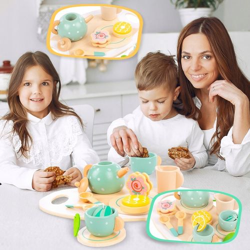 DREWNINAY ZESTAW DO HERBATY DLA DZIECI KINDERPLAY AKCESORIA + TACA na Arena.pl