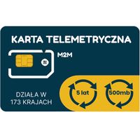 KARTA TELEMETRYCZNA M2M BEZ ABONAMENTU 5 LAT 500MB INTERNET KONFIGURACJA