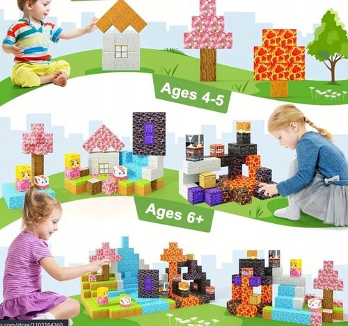 KLOCKI MAGNETYCZNE MOCNE KLOCKI SZEŚCIANY 100 SZT + 1 LUDZIK KLOCKI PIKSELE na Arena.pl