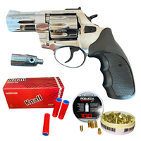 Rewolwer hukowy ZORAKI 6mm SREBRNY CHROM BŁYSK + 100 naboi LONG + 50 rac pi