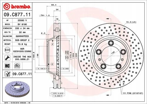 TARCZA HAM PRZOD 330X34 V BREMBO na Arena.pl