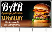 BANER REKLAMOWY 200x100cm projekt w cenie różne wzory BAR PYSZNYE JEDZENIE