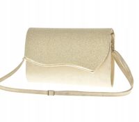 Laura Biaggi - torebka wizytowa złoty przetarcia klapa materiał LA139