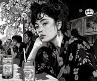 Plakat 60x50cm Czarne Kimono