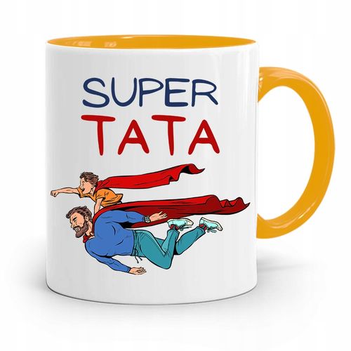 Kubek Żółty Dzień Ojca Dla Taty Super Tata Prezent Z Nadrukiem Ze Zdjęciem na Arena.pl
