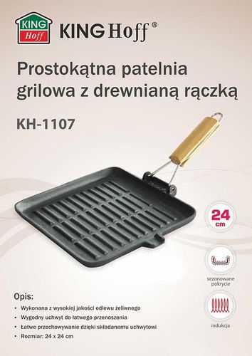 żeliwna patelnia grillowa kinghoff kh-1107 24cm na Arena.pl