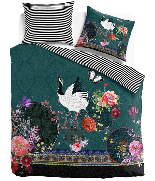 Kpl 240x200/220cm ŻURAW W RAJU bawełna satynowa k. zielony zdjęcie 1