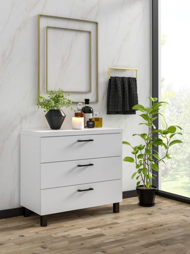 Komoda Nela 60 z 3 szufladami blat 32 biała (W2) na Arena.pl