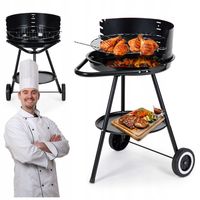 Grill ogrodowy okrągły ruszt z regulacją wysokości rusztu węglowy przenośny