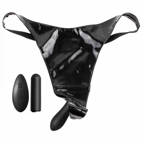 Winylowe Stringi Z Wibracją - Fetish Fantasy Series 10-Function Remote Fantasy Panty zdjęcie 6