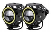 2x REFLEKTOR LAMPA ROBOCZA SZPERACZ HALOGEN LED U7 RING MOTOCYKL CZARNA