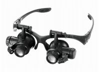 OKULARY SERWISOWE LUPA ZEGARMISTRZOWSKA NAGŁOWNA 2x LED 10x 15x 20x 25x