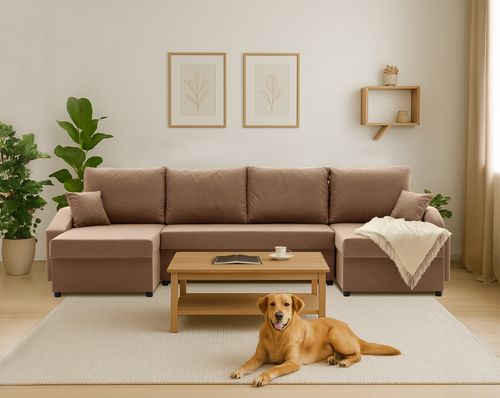 Duży narożnik, MONTERO Plus, 302x138x75 cm, jasny brąz | TYLETEGOTU na Arena.pl