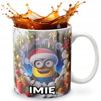 KUBEK 330ml Z GRAFIKĄ PREZENT NA ŚWIĘTA WZORY - BAJKA MINION GRU + IMIĘ