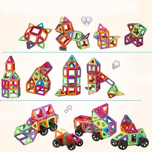 MAGNETYCZNE KLOCKI KONSTRUKCYJNE, ZESTAW 105 PŁYTEK MAGNETYCZNYCH, PREZENT na Arena.pl