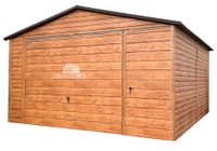 GARAŻ BLASZANY 4,5X5 BRAMA UCHYLNA + DRZWI ORZECH DREWNOPODOBNY GB357