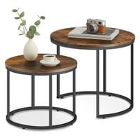 Zestaw stolików okrągłe rustykalne 53x45 i 43x35 nogi czarne loft