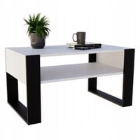 Stolik kawowy ława KARO 92 cm z półką Biały/Czarny loft 92x53,6x45
