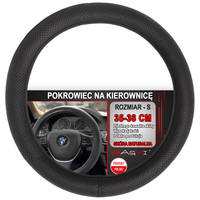 NAKŁADKA NA KIEROWNICĘ SKÓRZANA POKROWIEC CZARNA SKÓRA PERFOROWANA 35-36 CM