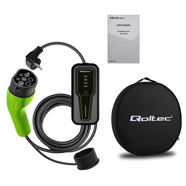 Qoltec Ładowarka EV 2w1 3.5kW Typ 2 LCD Przenośna 4m zdjęcie 9