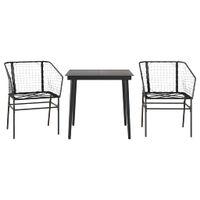 3-częściowy zestaw ogrodowy z czarnego polirattanu i szkła