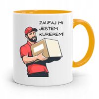 Kubek Żółty Dla Kuriera Zaufaj Mi Jestem Prezent Z Nadrukiem Ze Zdjęciem