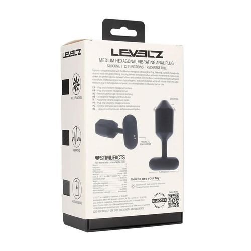 Hexagonal Vibrating Silicone Anal Plug - M - Black na Arena.pl
