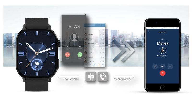 Smartwatch Gravity GT15-1 Czarny Pasek Silikonowy + Czarna Bransoleta zdjęcie 12