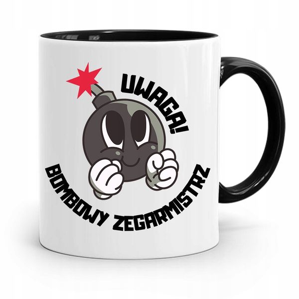 Kubek Czarny Zegarmistrza Bombowy Zegarmistrz Z Nadrukiem Ze Zdjęciem zdjęcie 1