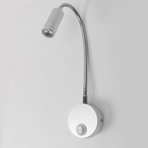 Srebrna lampka FLEXI nocna do czytania do sypialni Kiniet LED 3W Wobako zdjęcie 2