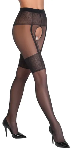 cottelli legwear rajstopy czarne z motywem podwiązek bezszwowe 20 den na Arena.pl