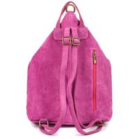 Włoski Stylowy Plecak Damski Skórzany Zamsz A4 fuksjowy W14